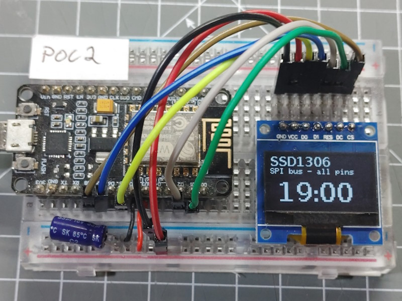 Display connected with SPI bus all pins.